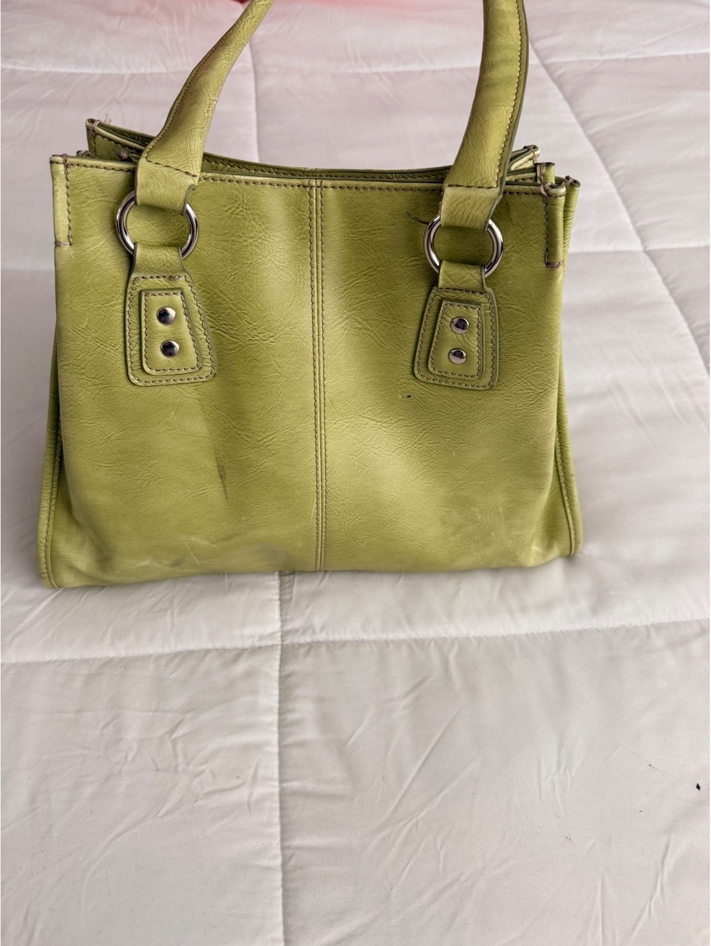Nine & Co Green Leather Tote Bag
